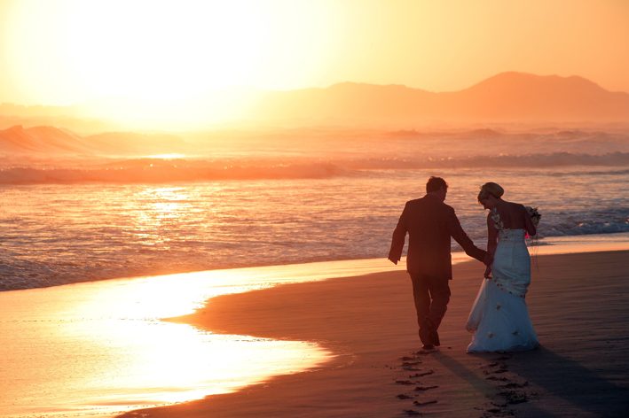 Couple on a romantic safari honeymoon in Africa